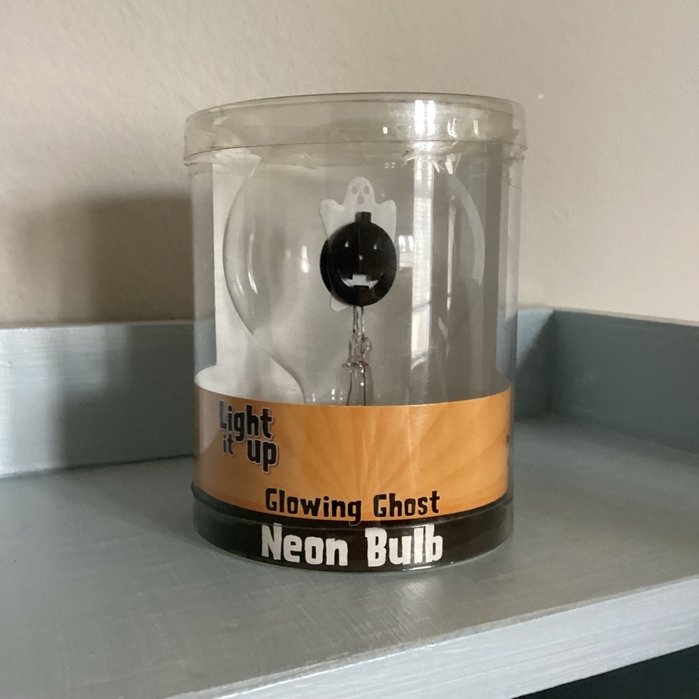 Vintage Halloween Glowing Ghost Neon Bulb